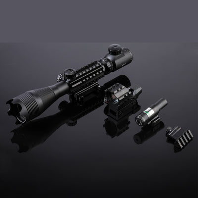 4-16x50 EG Riflescope Kit, Dot Laser, Reflex Sight, Green Laser, Offset Rail Mount