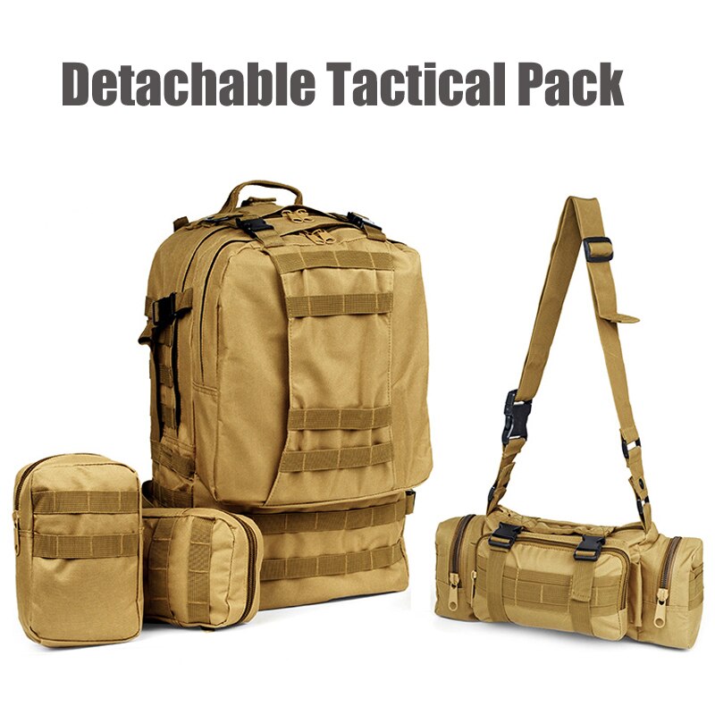 4-in-1 Tactical Backpack 50L Waterproof for Outdoor Trekking Fishing H