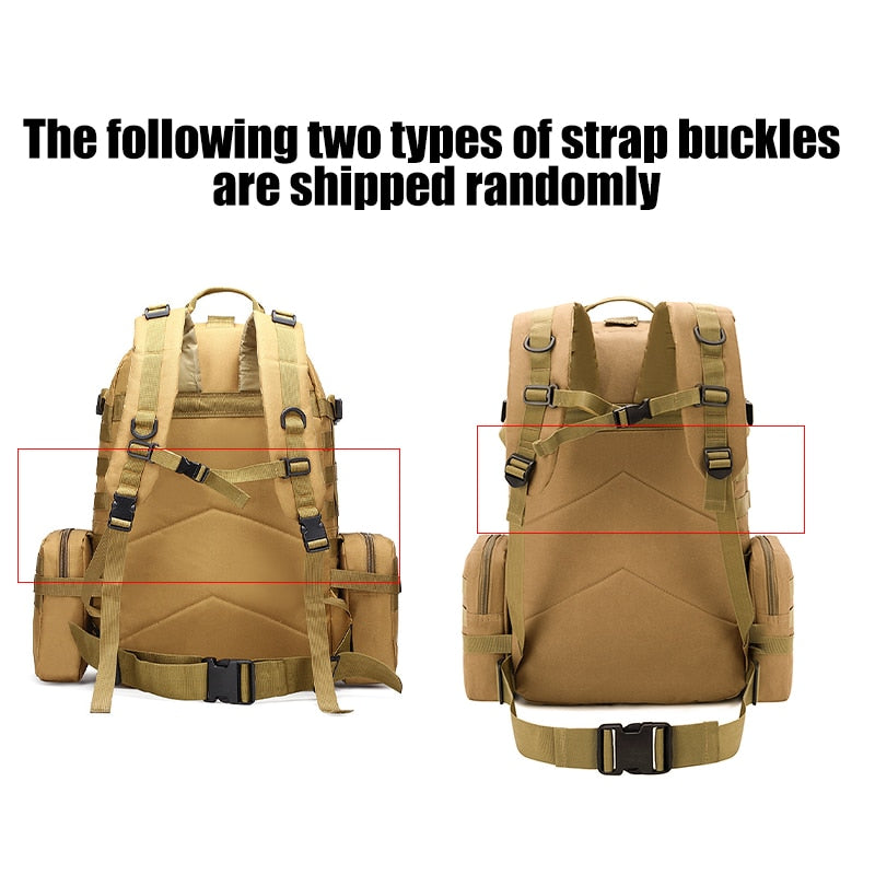 4-in-1 Tactical Backpack 50L Waterproof for Outdoor Trekking Fishing Hiking Camping