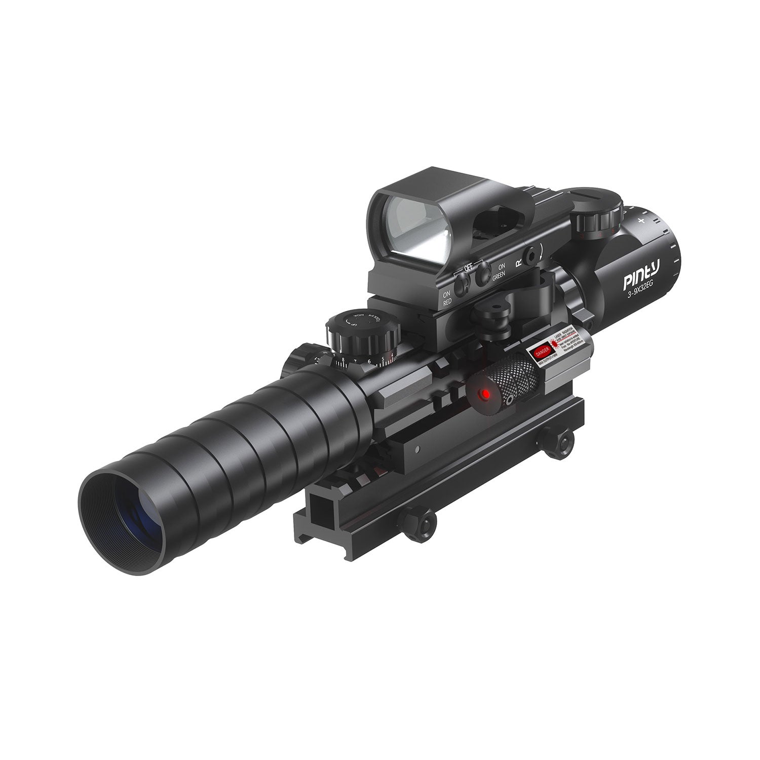 Pinty Scopes Rifle Scope Combo, 3-9*32mm Rangefinder Scope, Red&Green Dot Sight, Red Laser