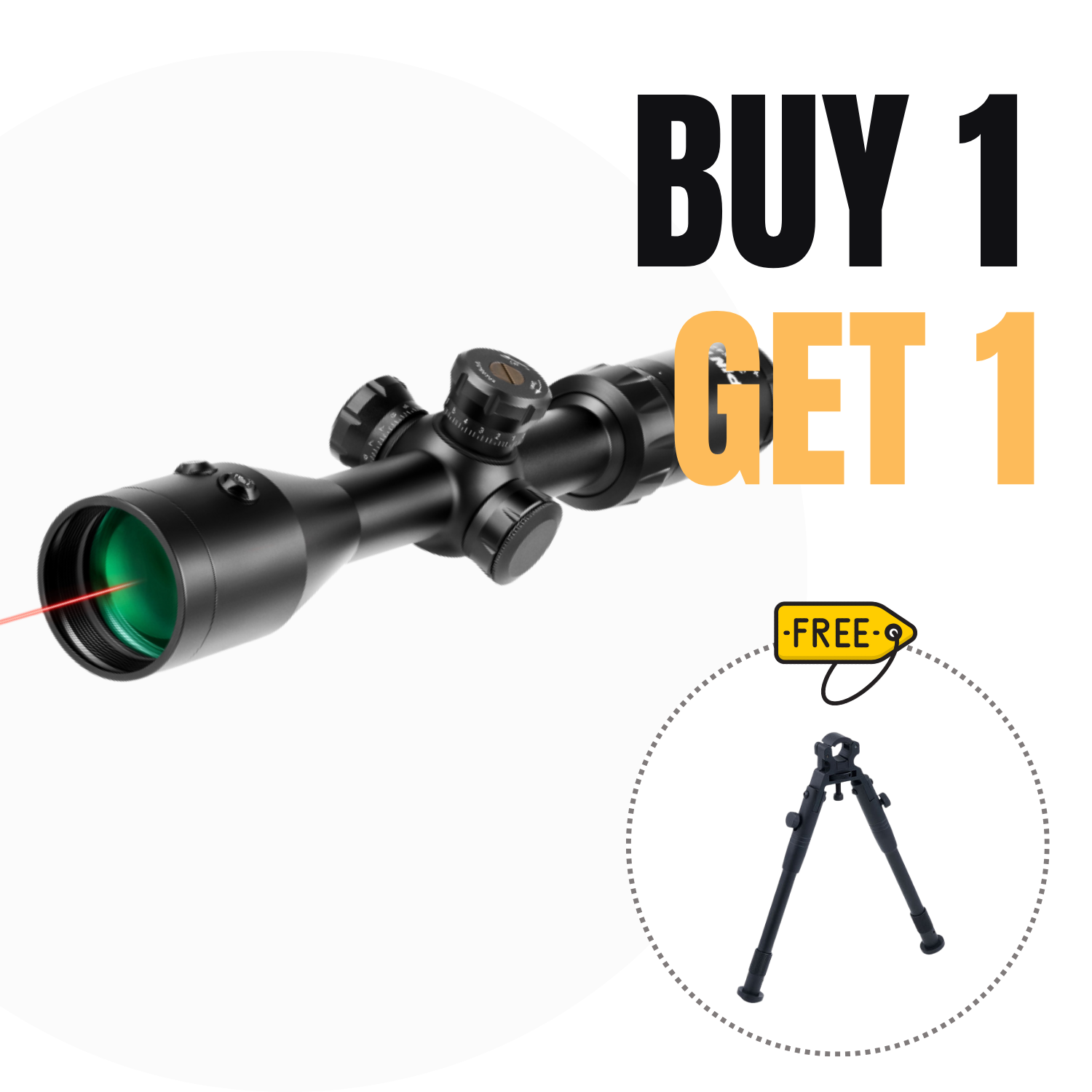 【BUY 1 GET 1 FREE】3-9x42 Mil Dot Tactical Hunting Rifle Scope with Laser and Reticle Adjustment & Multicoated Green Lens