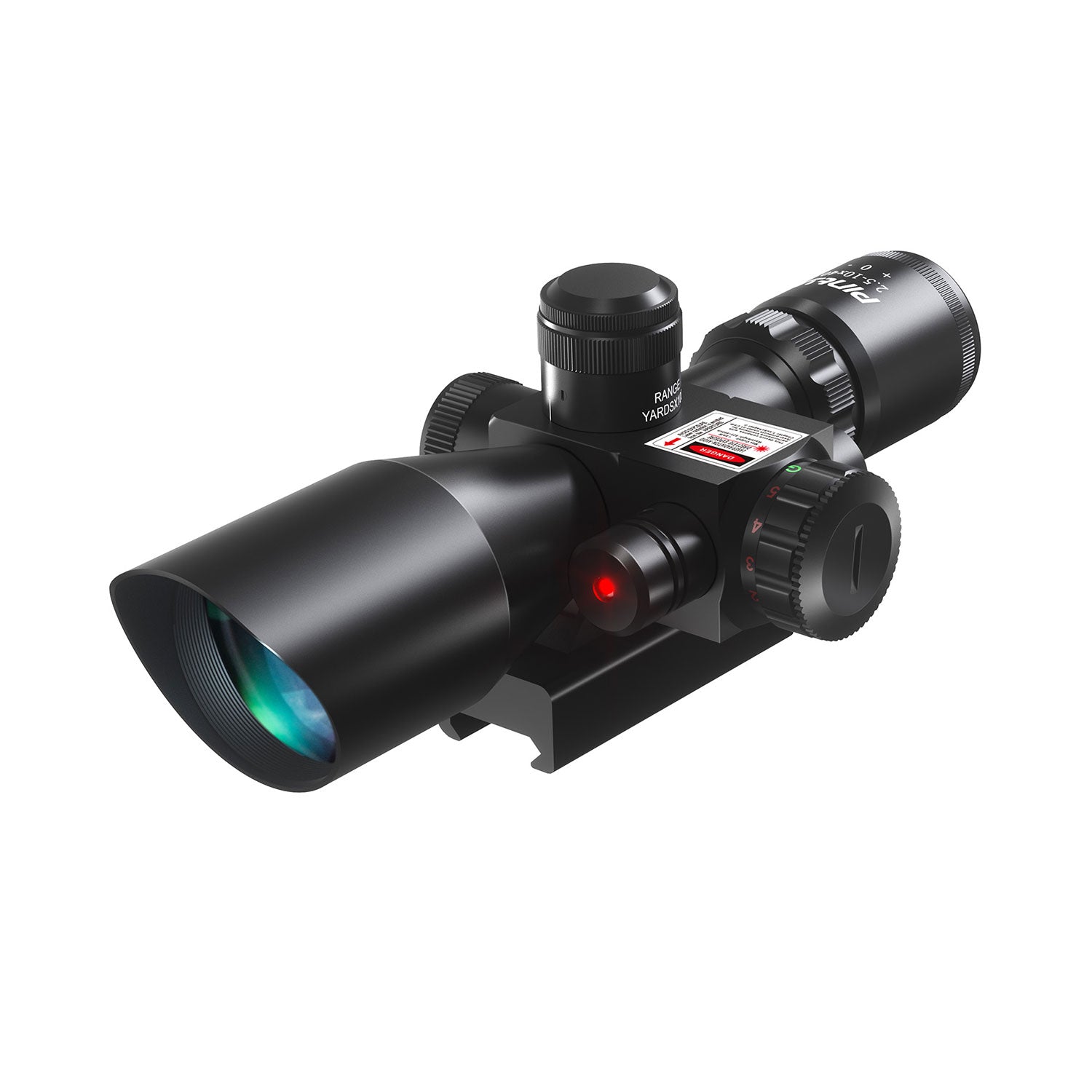 2.5-10x40mm Mil-dot Rifle Scope, Red&Green Illumination, Red Laser
