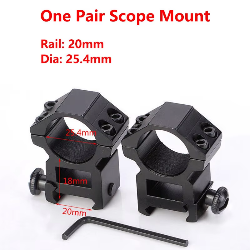 Scope Ring Mount 25.4mm for 20mm Picatinny Rail, 2 pcs
