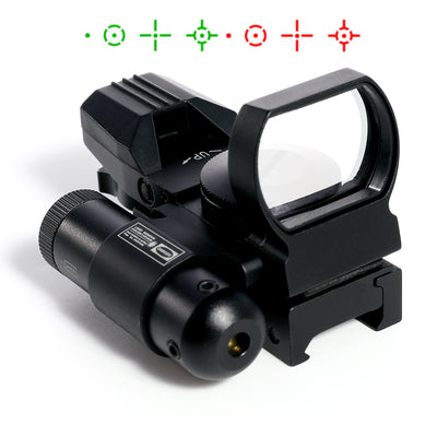 Red Dot Sight with Integrated Laser Sight, Reflex Sight Optics 4 Pattern Reticle, 2MOA Red & Green Dot 5 Brightness Levels with Laser, Red, Green