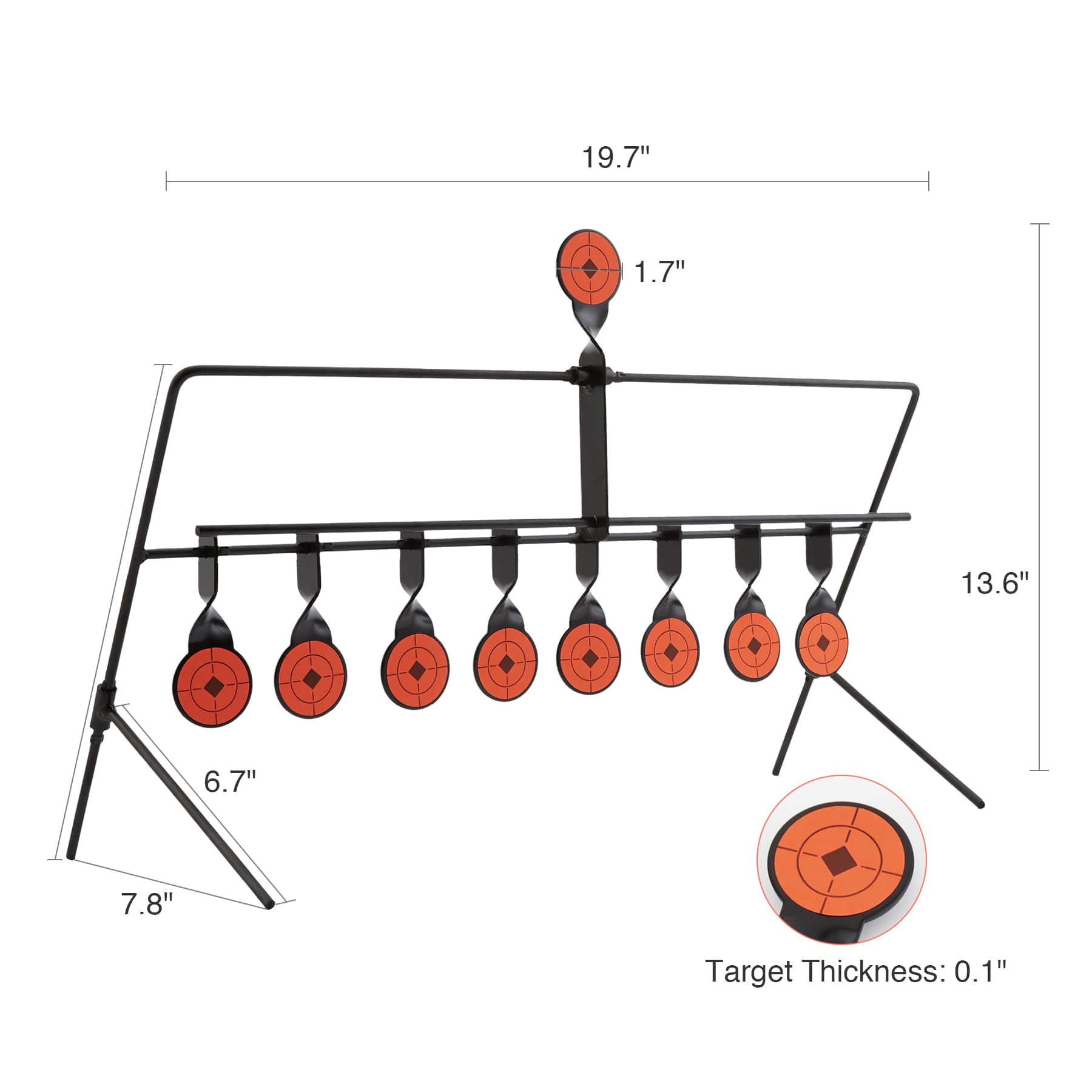 1.7 inch Shooting Targets for BB Pellet Airsoft Guns Dimensions