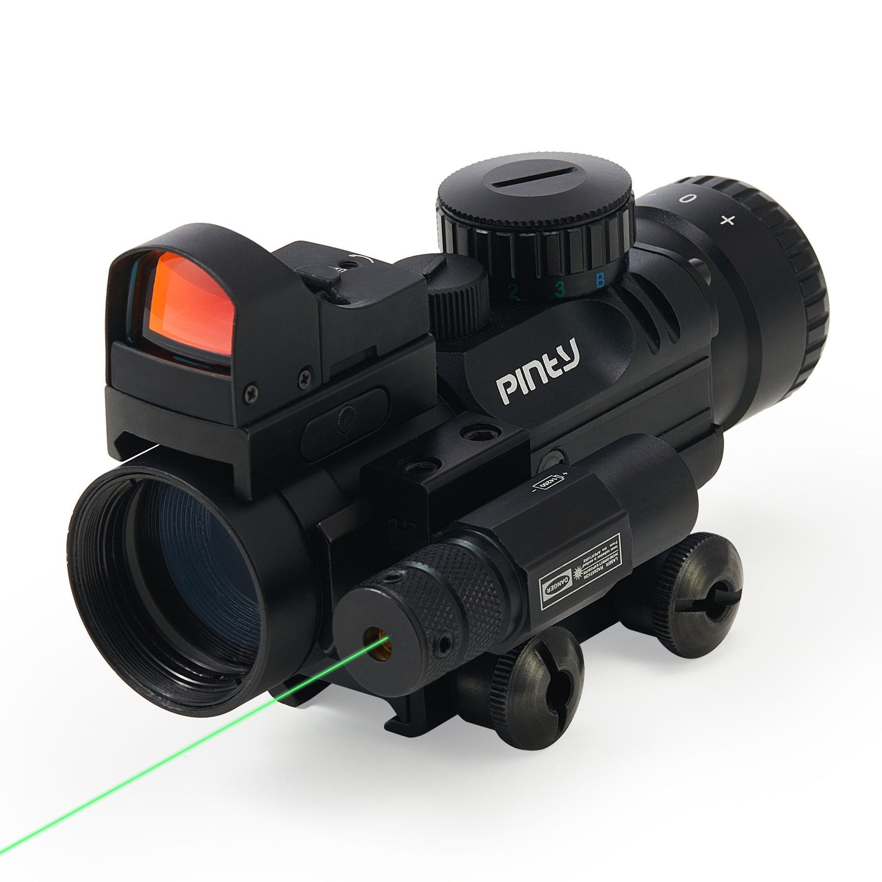 4x32 Rifle Scope with 3MOA Red Dot Sight and Green Laser