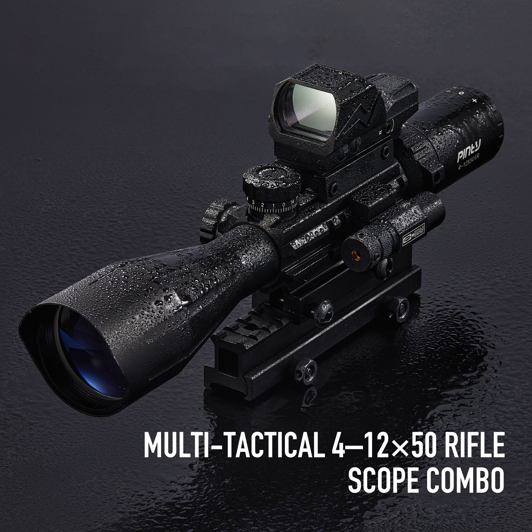 4-12x50 Rifle Scope with 4MOA Red Dot Sight & Green Laser