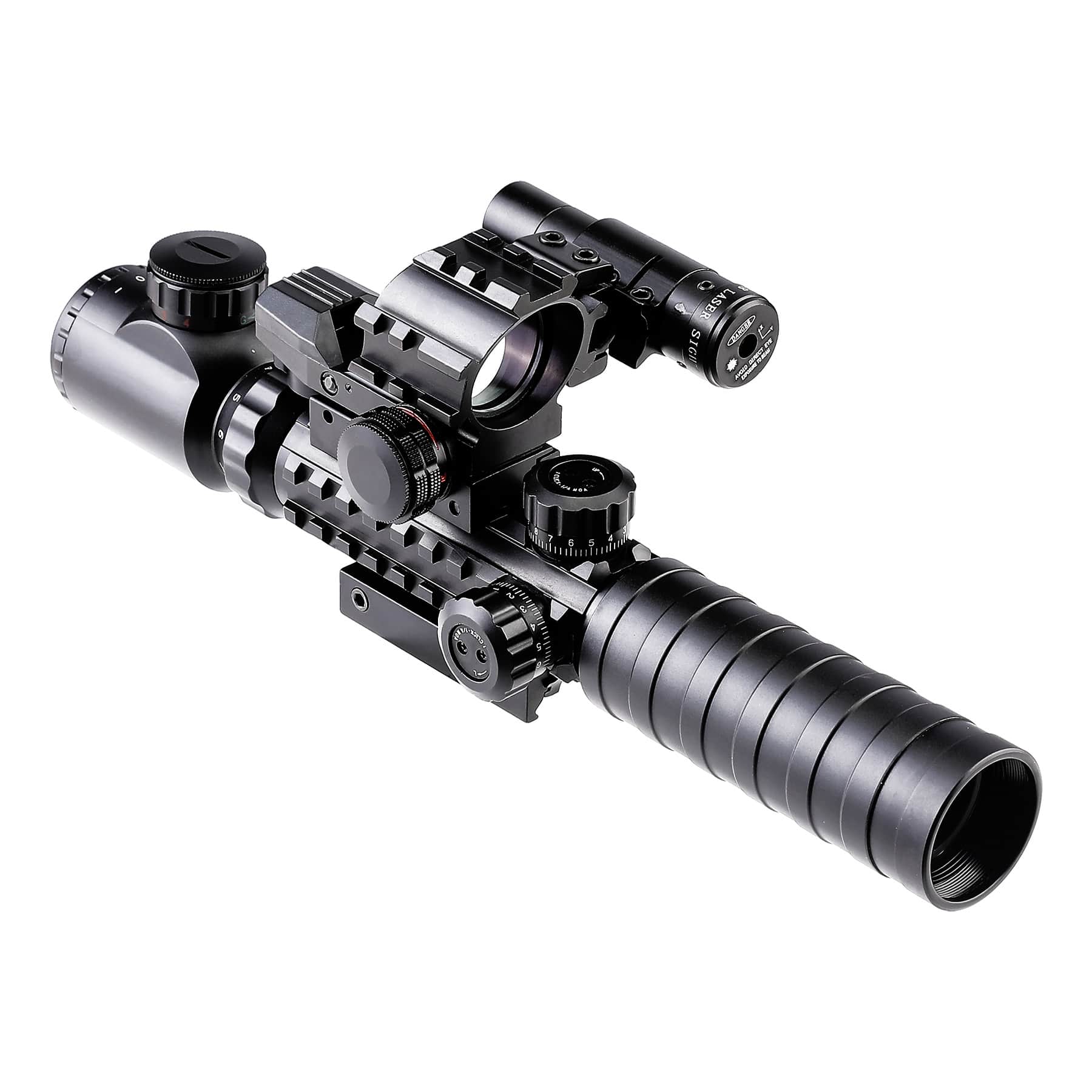 Pinty 4 in 1 Rifle Scope/ Rangefinder/ Green Laser/ Red-Green Dot Sight