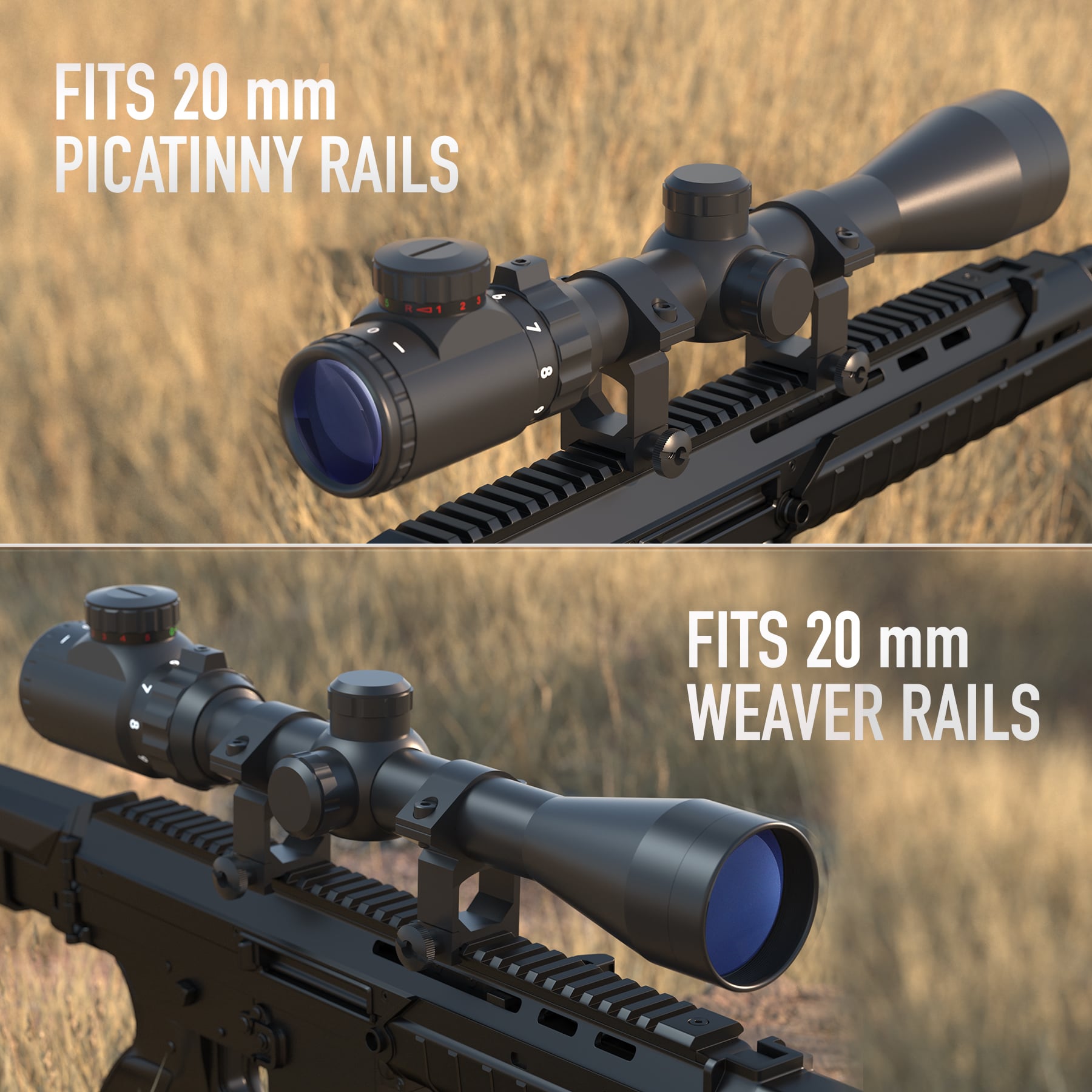 Pinty 3-9X40mm Red/Green Rangefinder Sniper Rifle Scope