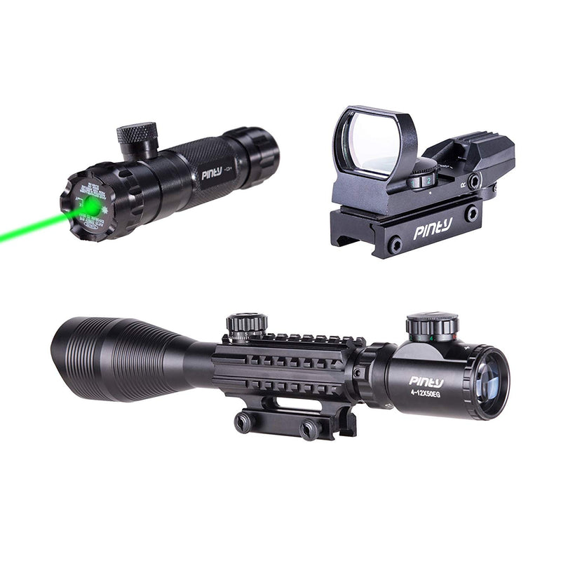 Pinty Nova 3-in-1 4-12x50 SFP Rifle Scope Combo, Green Laser – Pinty Scopes