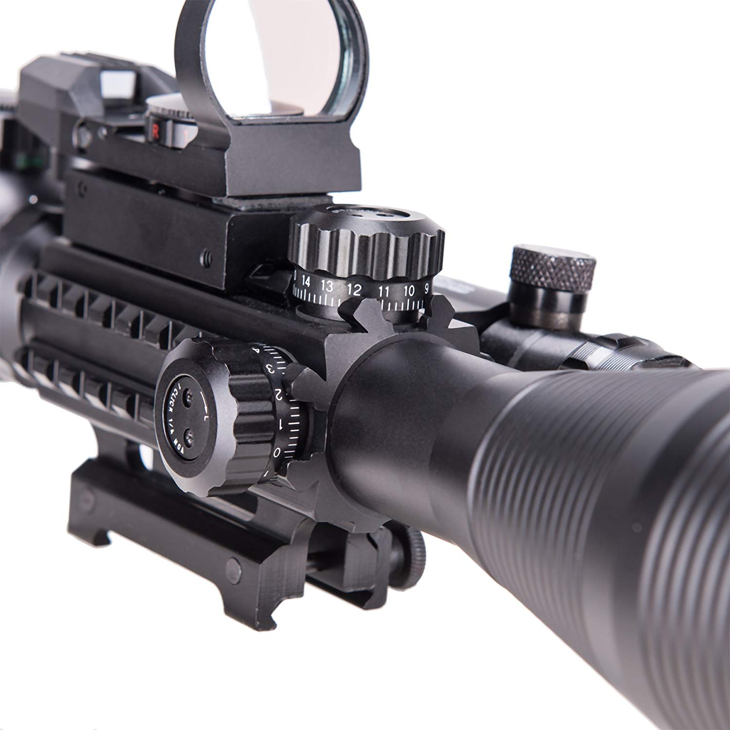Pinty 3 in 1 Rifle Scope 4-12x50mm EG Rangefinder/Red&Green Reflex Sight/Green Dot Laser Sight