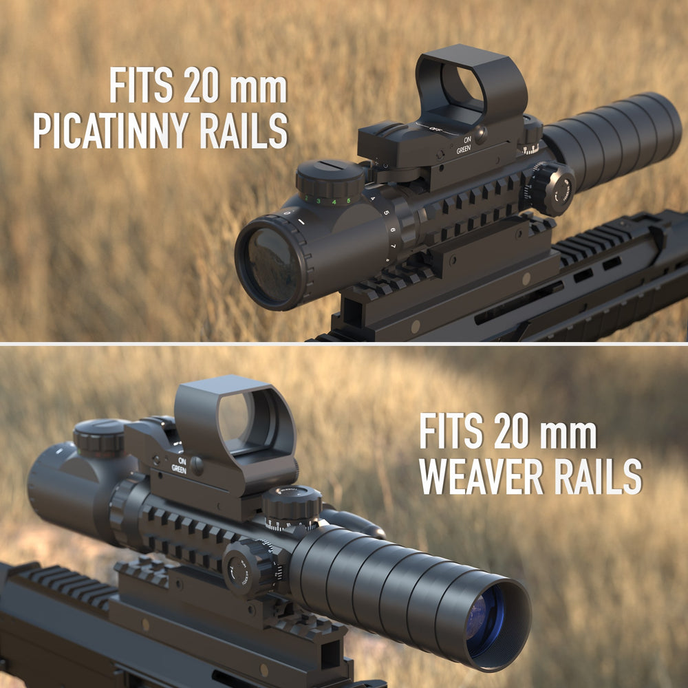 Pinty | Rifle Scope 3-9x32mmEG Rangefinder/Red & Green Dot Laser Sight ...