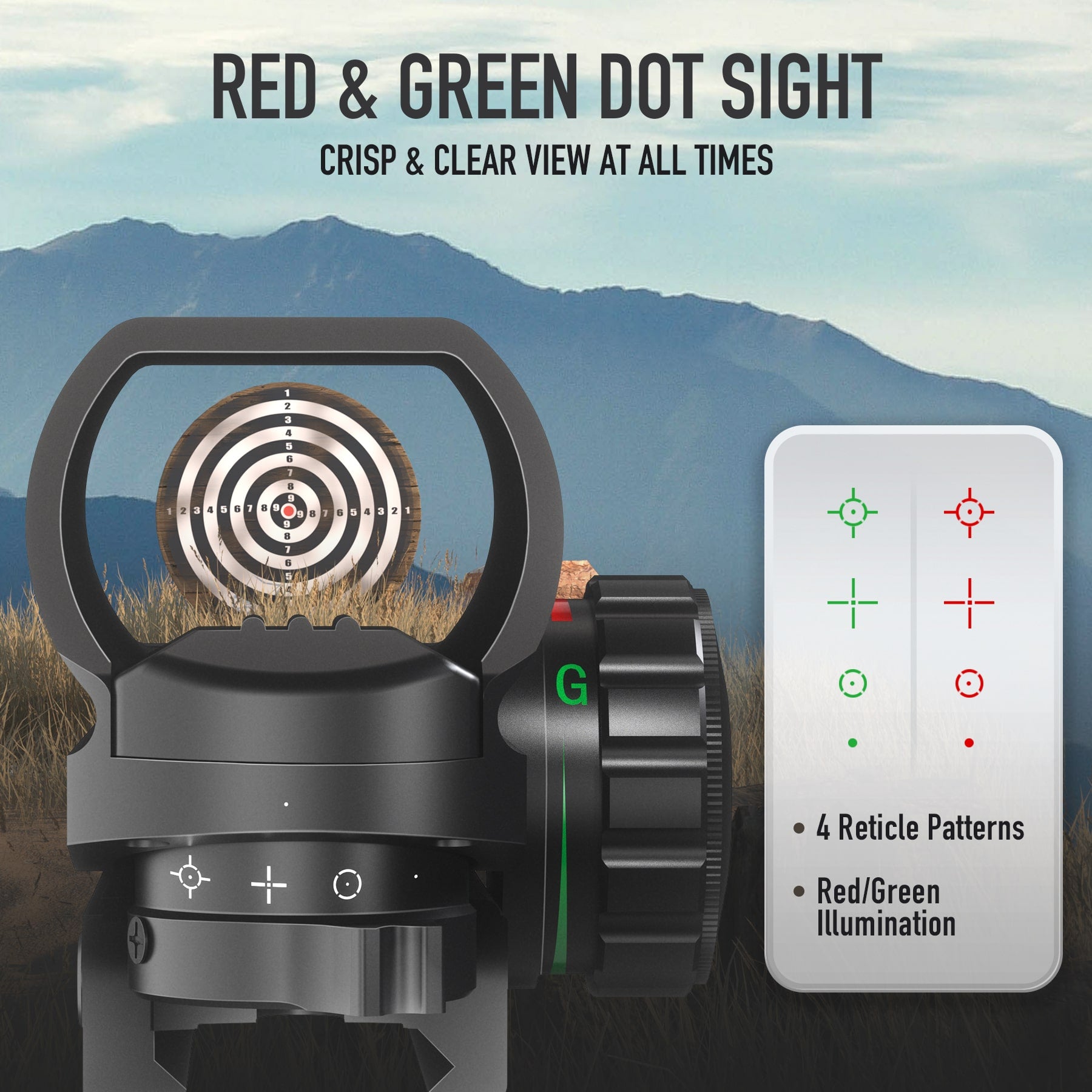 Red & Green Reflex Dot Sight best battery free reflex sight pistol red dot