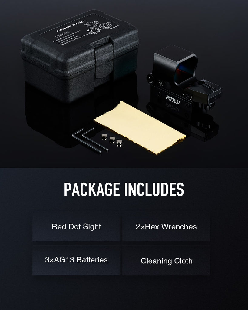 PINTY Red Dot Sight, 1x40 Reflex Sight with 2MOA Red Dot 8 Brightness