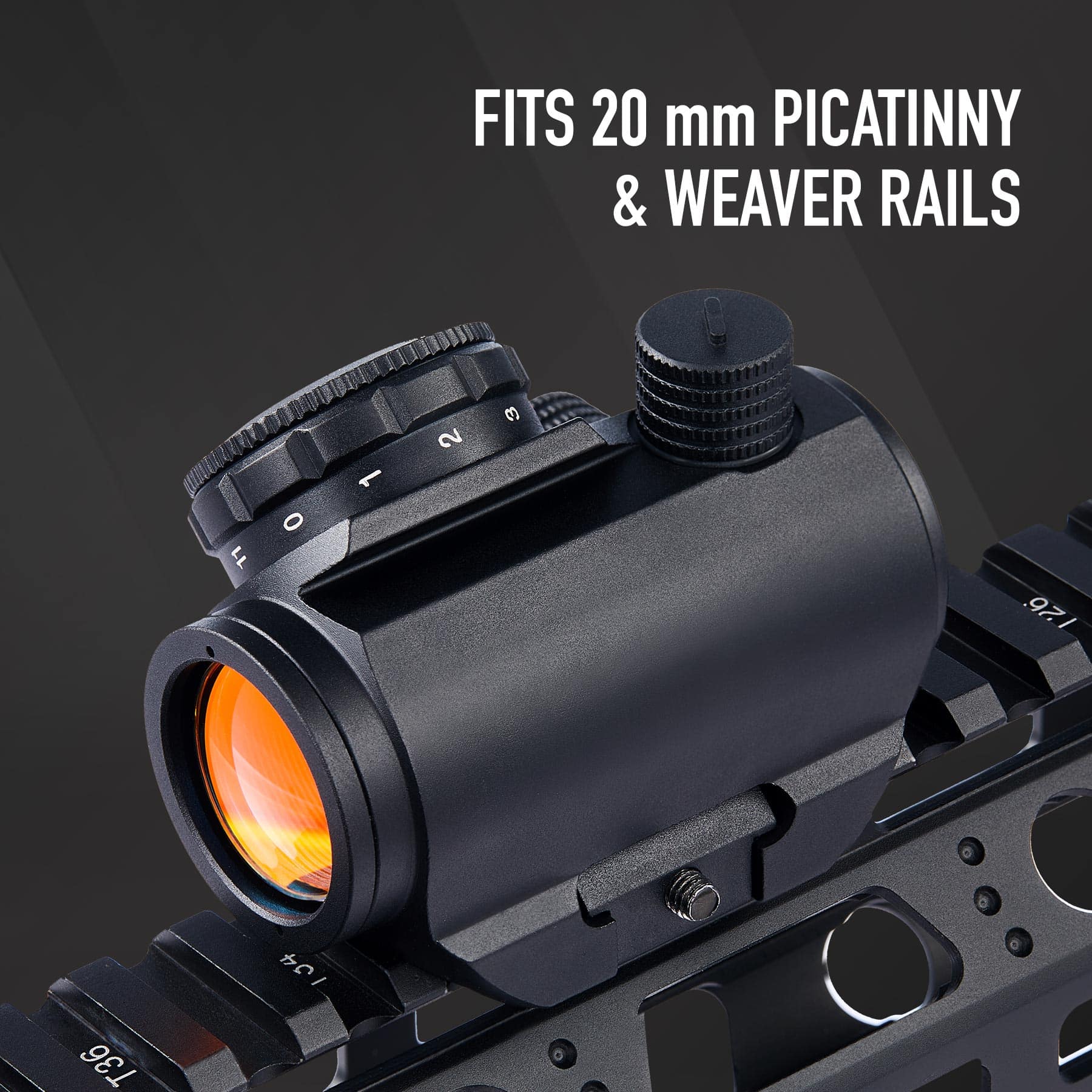 1x20 Red Dot Sight for 20mm Picatinny and Weaver Rails, 3 MOA
