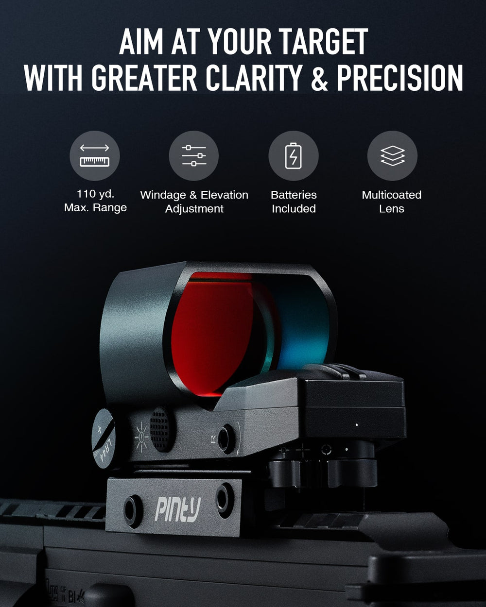 PINTY Red Dot Sight, 1x40 Reflex Sight, 2MOA, for Guns Hunting Rifles